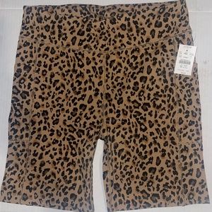 J. Crew Cheetah Print Biker Shorts with Pockets Sz. L NEW